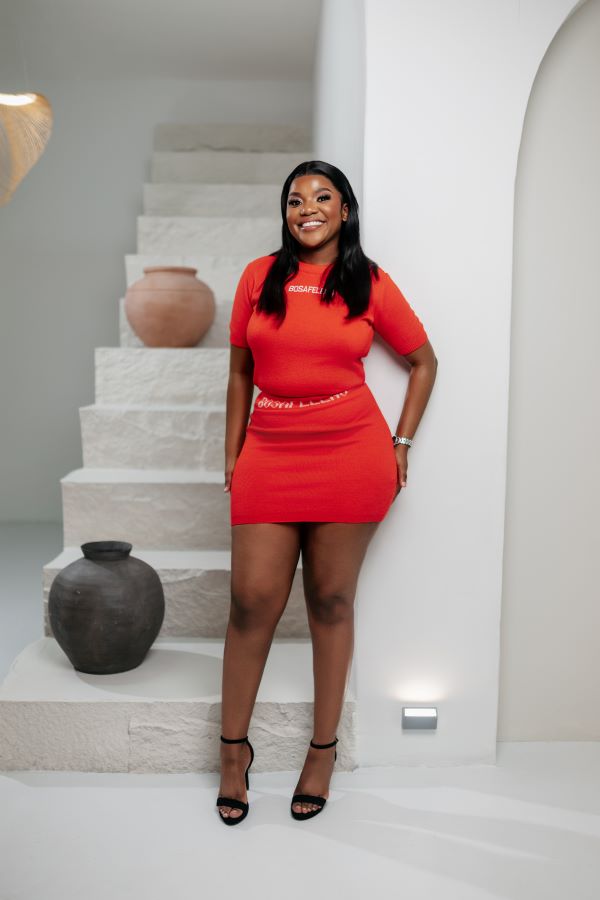 BOSAFELENG Set Skirt orange-red, full length styled outfit