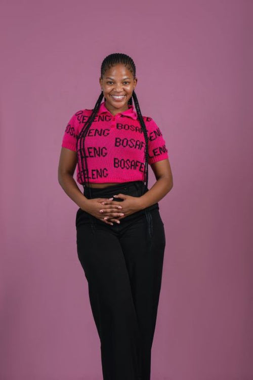 BOSAFELENG Golf Crop in pink, front view