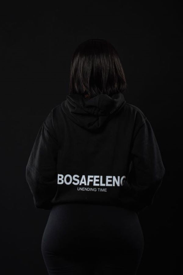 BOSAFELENG Hoodie lifestyle shot, black colourway